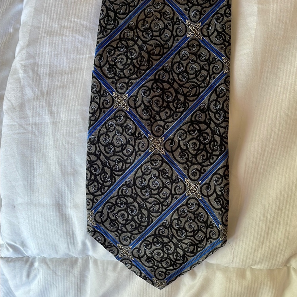 Stefano Ricci Luxury Collection Pure Silk Made in Italy Blue and Black Tie - XL